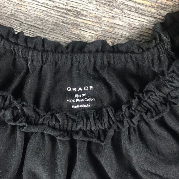Grace Black Ruffled Neckline Tee - Picture 5 of 10